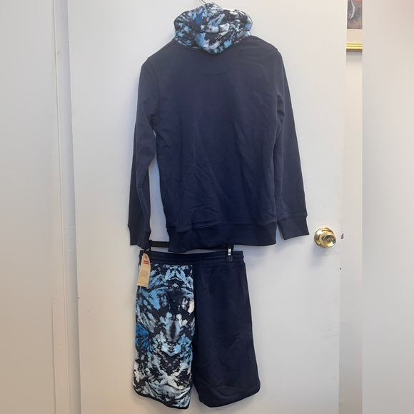 NWT - Levi’s Big Boys Tie Dye Hoodie Sweatshirt + Shorts Set, Blue  - Size XL - Picture 9 of 13